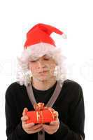 teenager in a hat santa