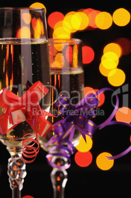 Wineglasses with a champagne