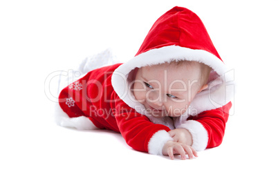 Cute baby in little santa suit