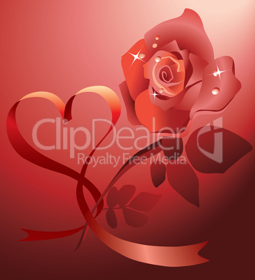 Heart ribbon and rose