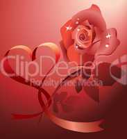 Heart ribbon and rose