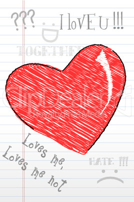 sketch heart on white background
