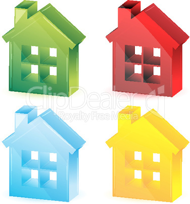 colorful houses icons