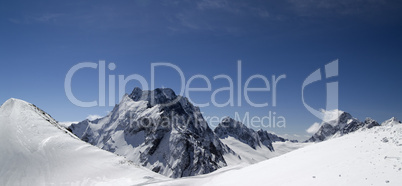 Panorama Caucasus Mountains. Dombay.