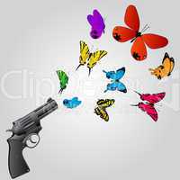 Butterflies and gun