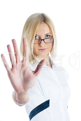 Girl with stop gesture