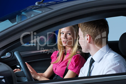 Young couple in car