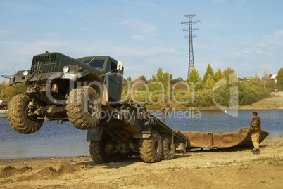 Disassembly of pontoon bridge