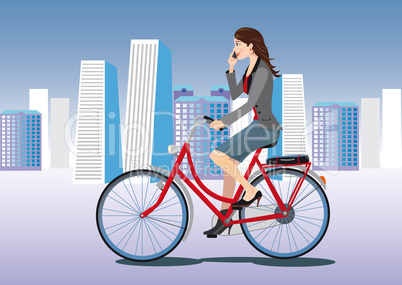 Girl ride bicycle