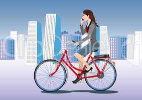 Girl ride bicycle