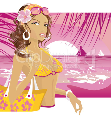 Bikini girl and beach