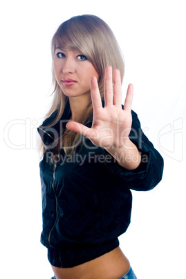 Girl with stop gesture