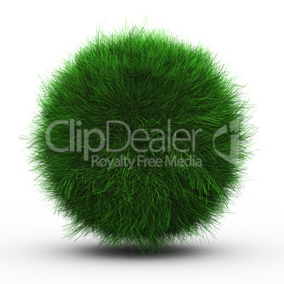 3d render of green grass ball