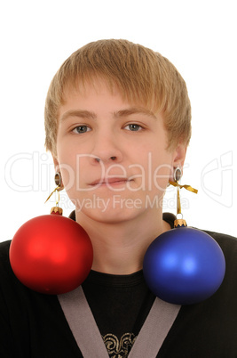 teenager with christmas decoration