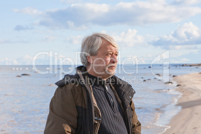 Middle-aged man at the sea.