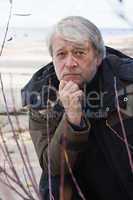 Middle-aged man at the sea.