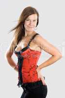 Young woman in corset