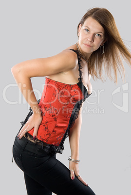 Young woman in corset