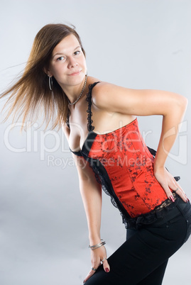 Young woman in corset