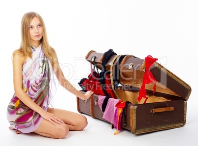 Young woman with suitcase