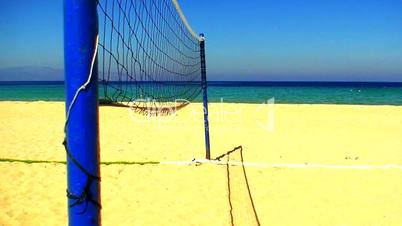 Volleyball net on a empty beach