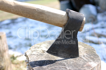 Axe on log