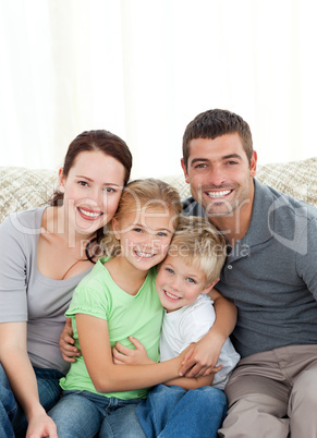 Portrait of a happy family at home