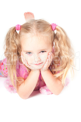 Little cute girl in studio