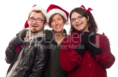 Three Friends Wearing Warm Holiday Attire