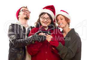 Three Friends Enjoying A Cell Phone Together
