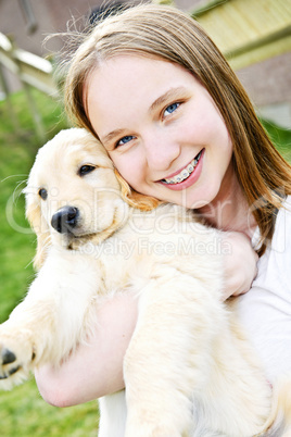 Girl with puppy