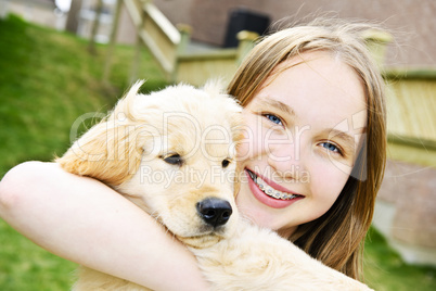 Girl with puppy