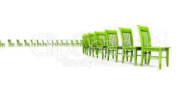 3D Stuhlreihe - Grün 03