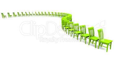 3D Stuhlreihe - Grün 02