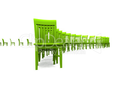 3D Stuhlreihe - Grün