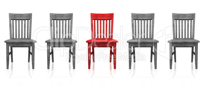 3D Stuhlreihe - Rot grau