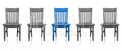 3D Stuhlreihe - Blau grau