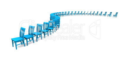 3D Stuhlreihe - Blau 04