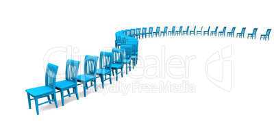 3D Stuhlreihe - Blau 04