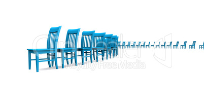 3D Stuhlreihe - Blau 05