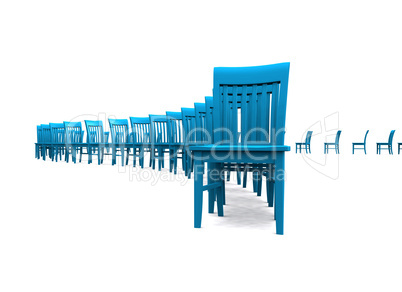3D Stuhlreihe - Blau 06