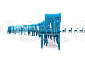 3D Stuhlreihe - Blau 06