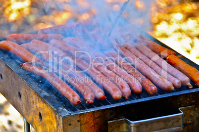 Hunting sausages on the fire