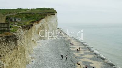 cliff edge and beach below, Beachy Head, UK