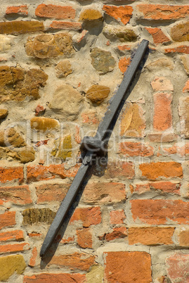 Armierung einer Hauswand eines Hauses in der Toskana - Detail of a house wall of a house in tuscany, italy