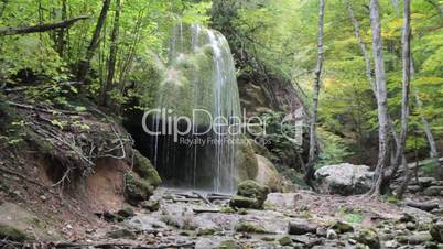 waterfall silver stream in Crimea.