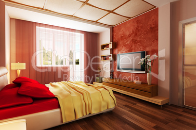 modern style bedroom interior 3d