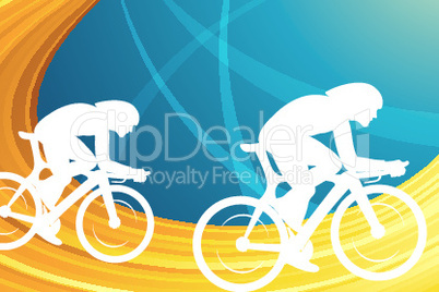 man cycling on abstract background