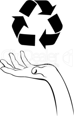 hand holding recycle symbol