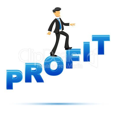 businessman climbing on profit text